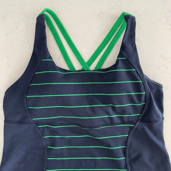 Lululemon Energy Tank Top Slalom Stripe Inkwell in Navy & Green NWT - Picture 3 of 9